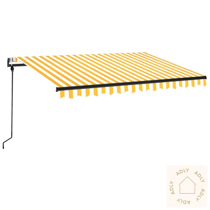 Automatisk Uttrekkbar Markise 350X250 Cm Gul Og Hvit