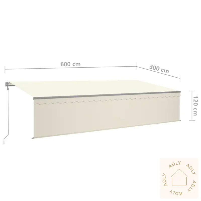 Automatisk Markise Rullegardin Led Vindsensor 6X3 M Kremhvit