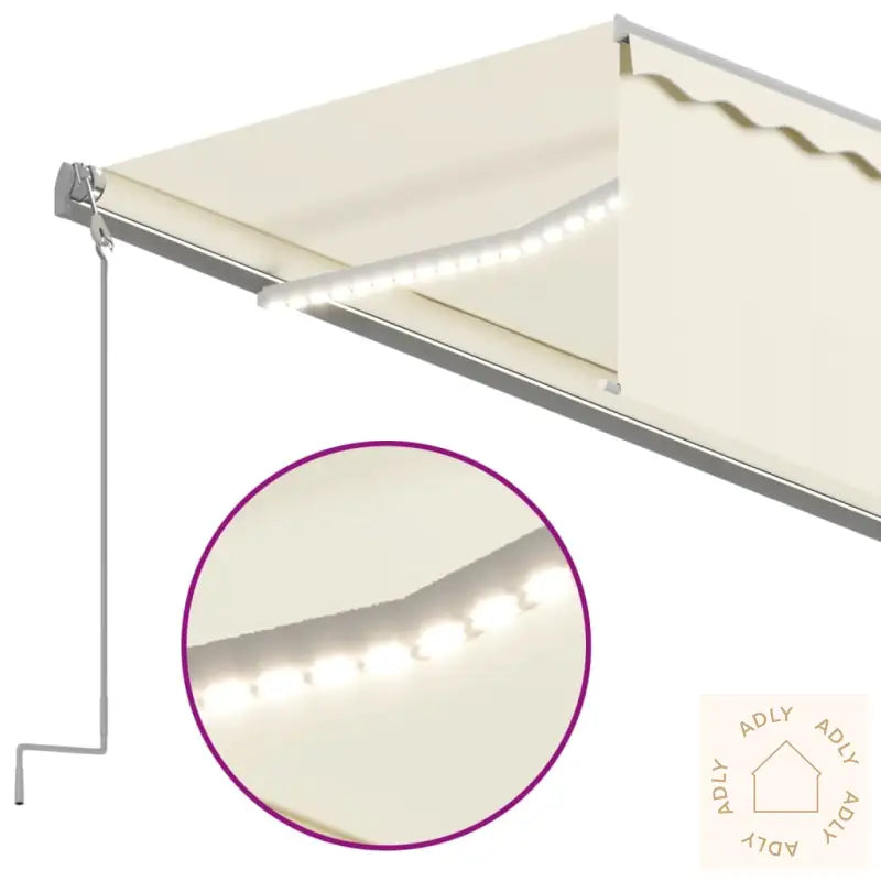 Automatisk Markise Rullegardin Led Vindsensor 6X3 M Kremhvit