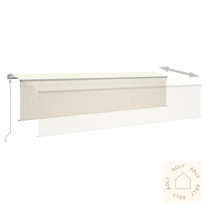Automatisk Markise Rullegardin Led Vindsensor 6X3 M Kremhvit