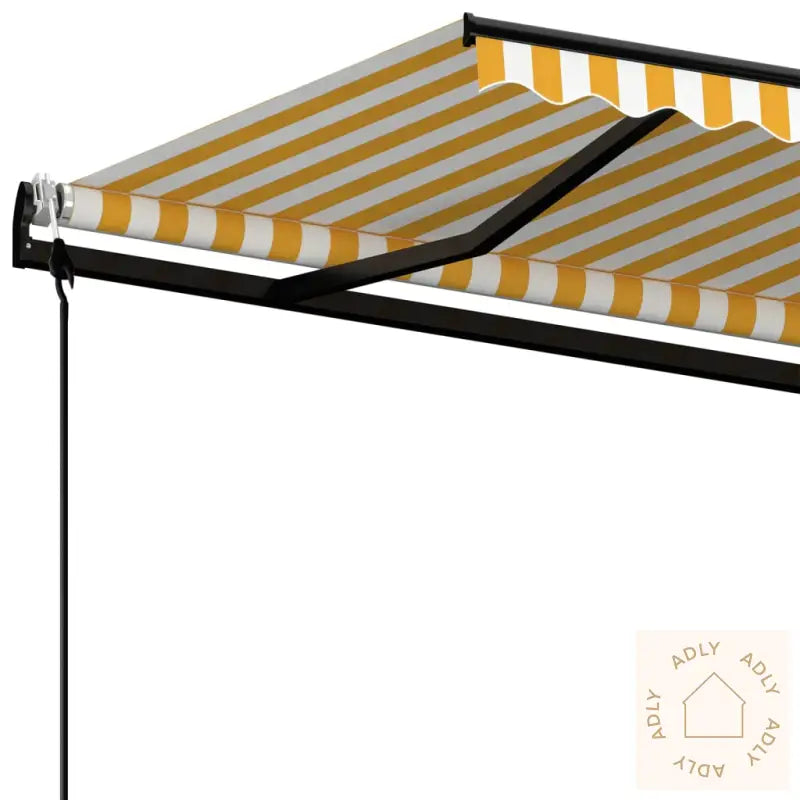 Automatisk Uttrekkbar Markise 450X350 Cm Gul Og Hvit