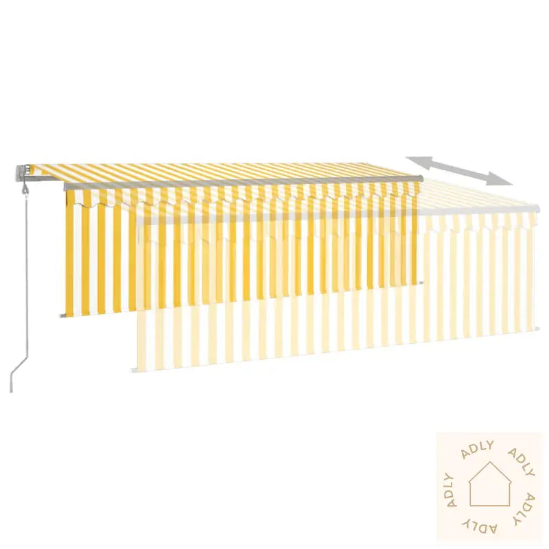 Automatisk Markise Rullegardin Vindsensor Led 4X3 M Gul Og Hvit