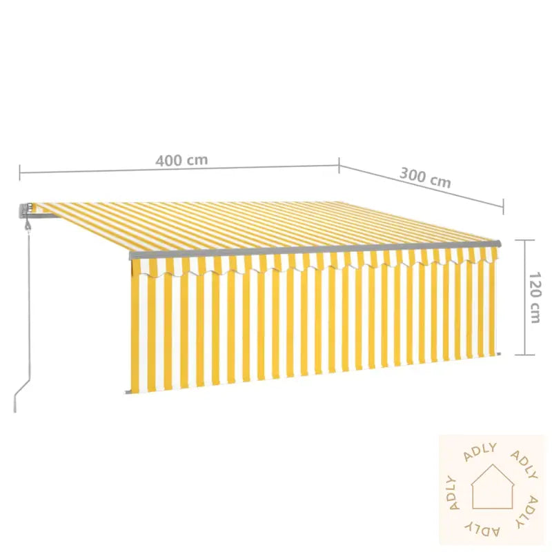Automatisk Markise Rullegardin Vindsensor Led 4X3 M Gul Og Hvit