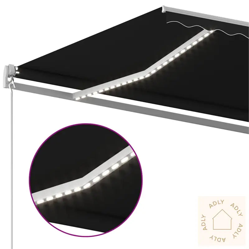 Automatisk Markise Med Vindsensor Og Led 5X3 M Antrasitt
