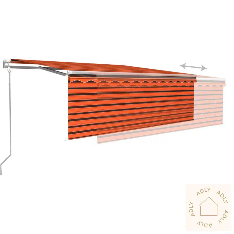 Automatisk Uttrekkbar Markise Rullegardin 4,5X3M Oransje Brun
