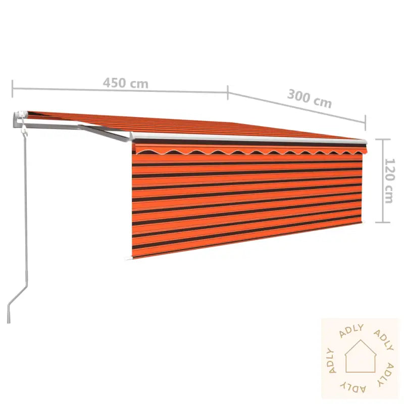 Automatisk Uttrekkbar Markise Rullegardin 4,5X3M Oransje Brun