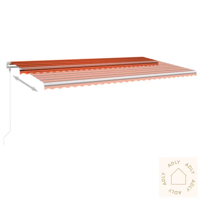 Automatisk Markise Med Vindsensor Og Led 600X350Cm Oransje Brun