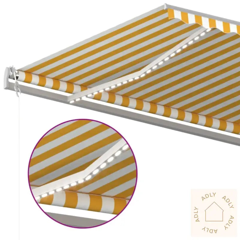 Automatisk Markise Med Vindsensor Og Led 600X300 Cm Gul/Hvit