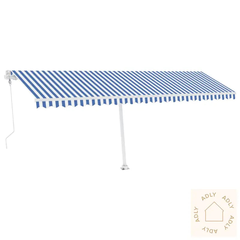 Frittstående Automatisk Markise 600X350 Cm Blå Og Hvit