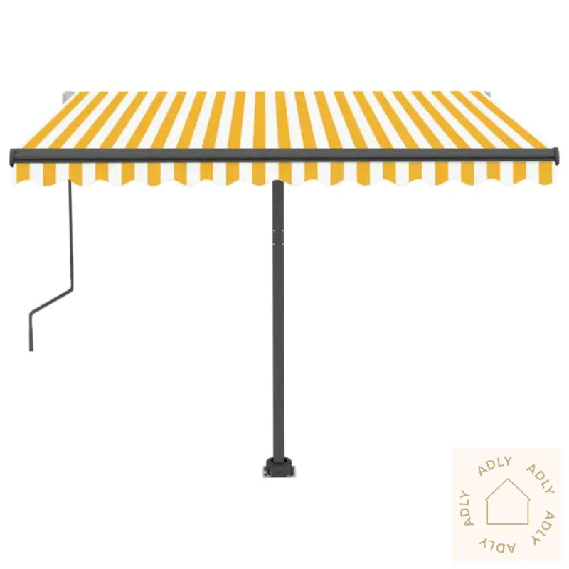 Automatisk Markise Med Led Og Vindsensor 300X250 Cm Gul Og Hvit