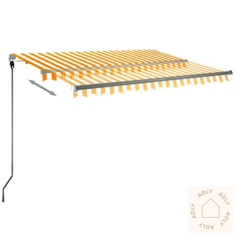 Automatisk Markise Med Led Og Vindsensor 300X250 Cm Gul Og Hvit