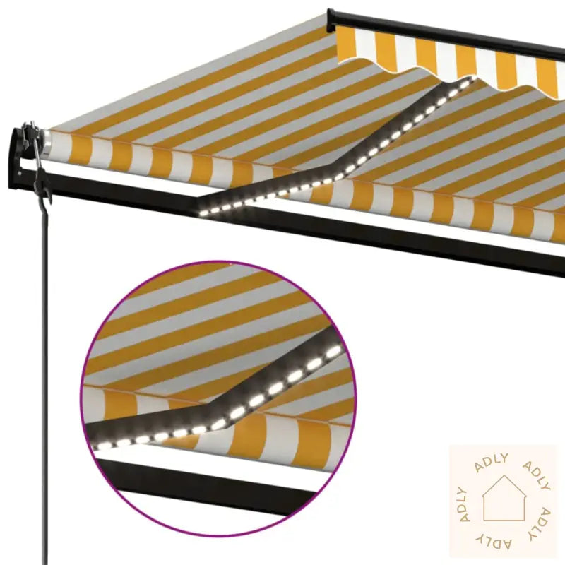 Automatisk Markise Med Vindsensor Og Led 400X350 Cm Gul/Hvit