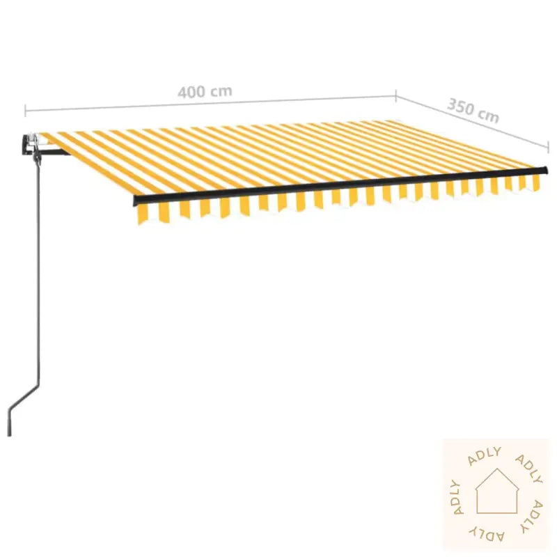 Automatisk Markise Med Vindsensor Og Led 400X350 Cm Gul/Hvit