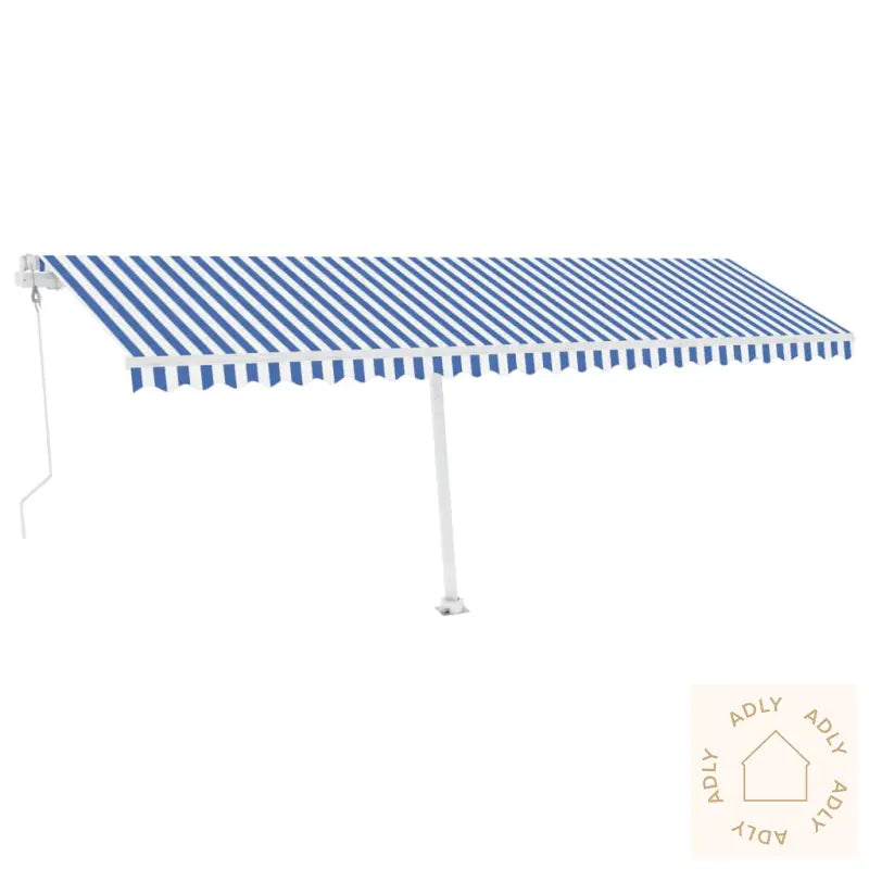 Automatisk Markise Med Vindsensor Og Led 600X350 Cm Blå Og Hvit