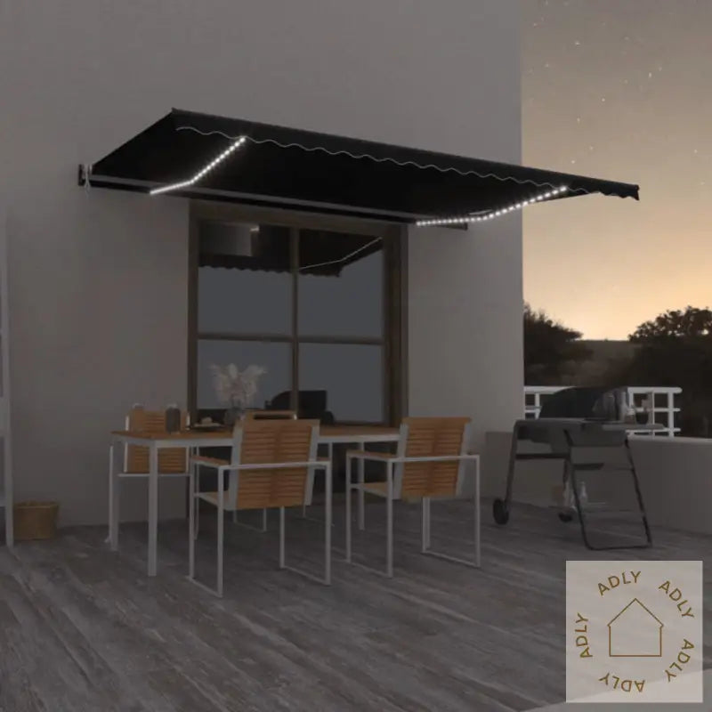 Automatisk Markise Med Vindsensor Og Led 500X350 Cm Antrasitt