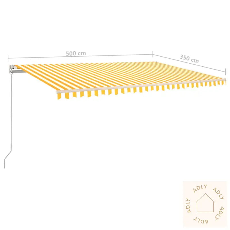 Automatisk Uttrekkbar Markise Med Stolper 5X3,5 M Gul Og Hvit