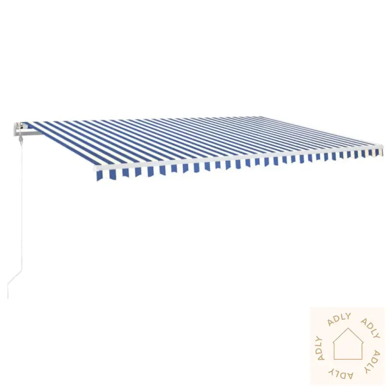 Automatisk Uttrekkbar Markise 500X350 Cm Blå Og Hvit