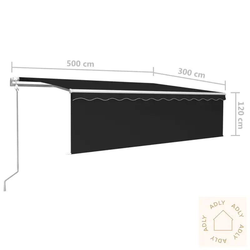 Automatisk Markise Rullegardin Led Vindsensor 5X3 M Antrasitt