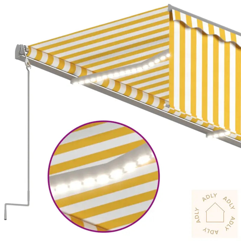 Automatisk Markise Rullegardin Led Vindsensor 3X2,5 M Gul Hvit