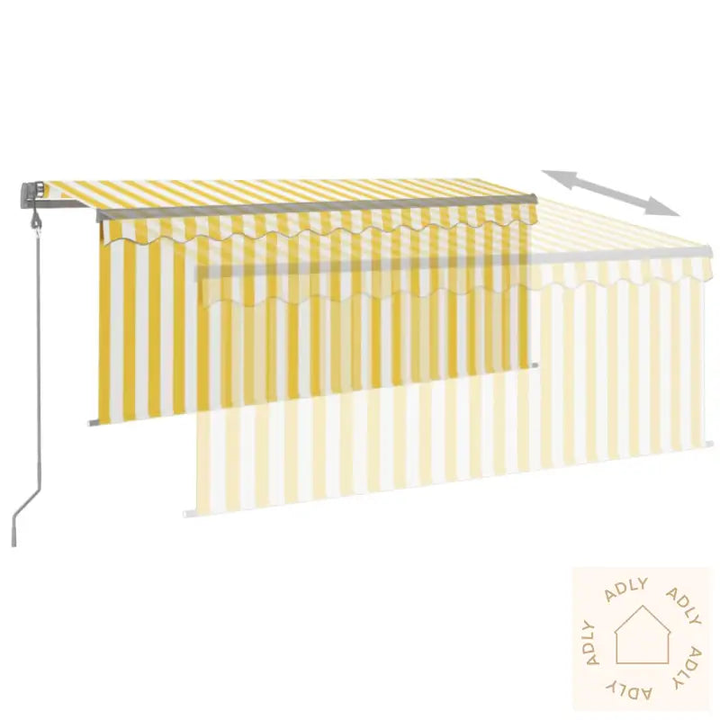 Automatisk Markise Rullegardin Led Vindsensor 3X2,5 M Gul Hvit