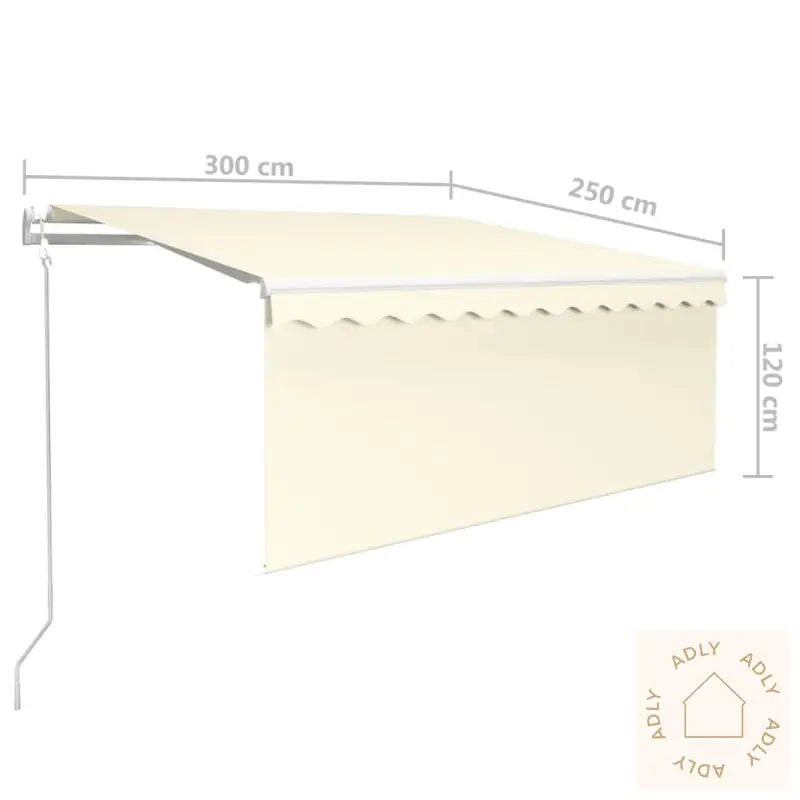 Automatisk Uttrekkbar Markise Med Rullegardin 3X2,5 M Kremhvit