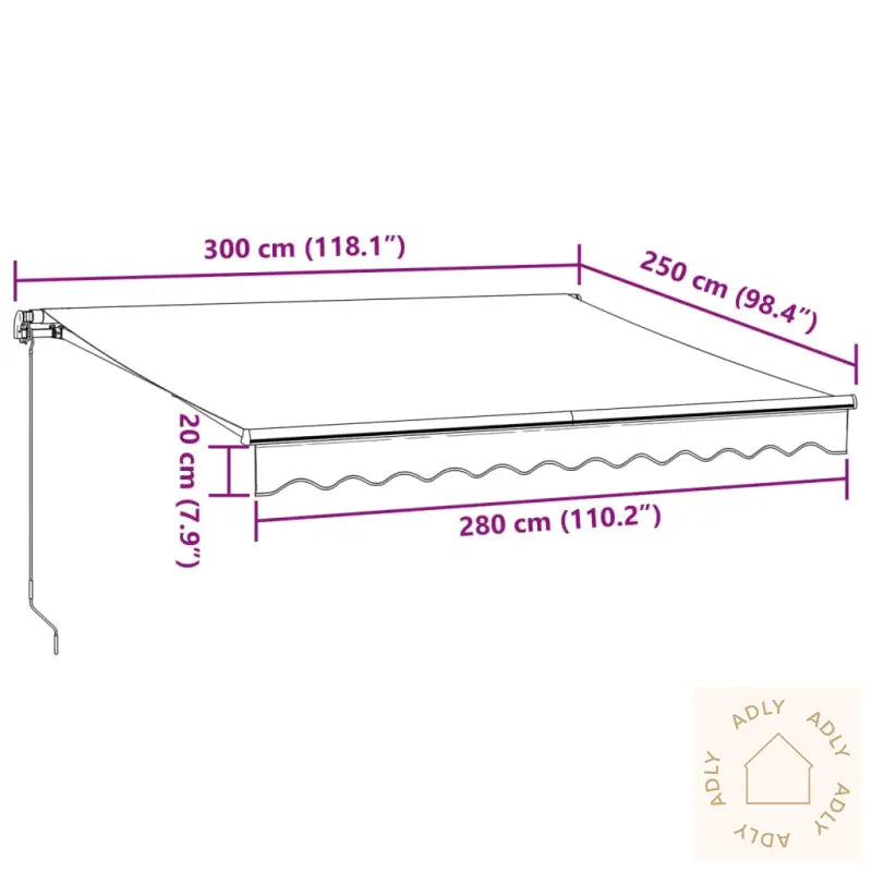 Manuell Uttrekkbar Markise Brun 300X250 Cm