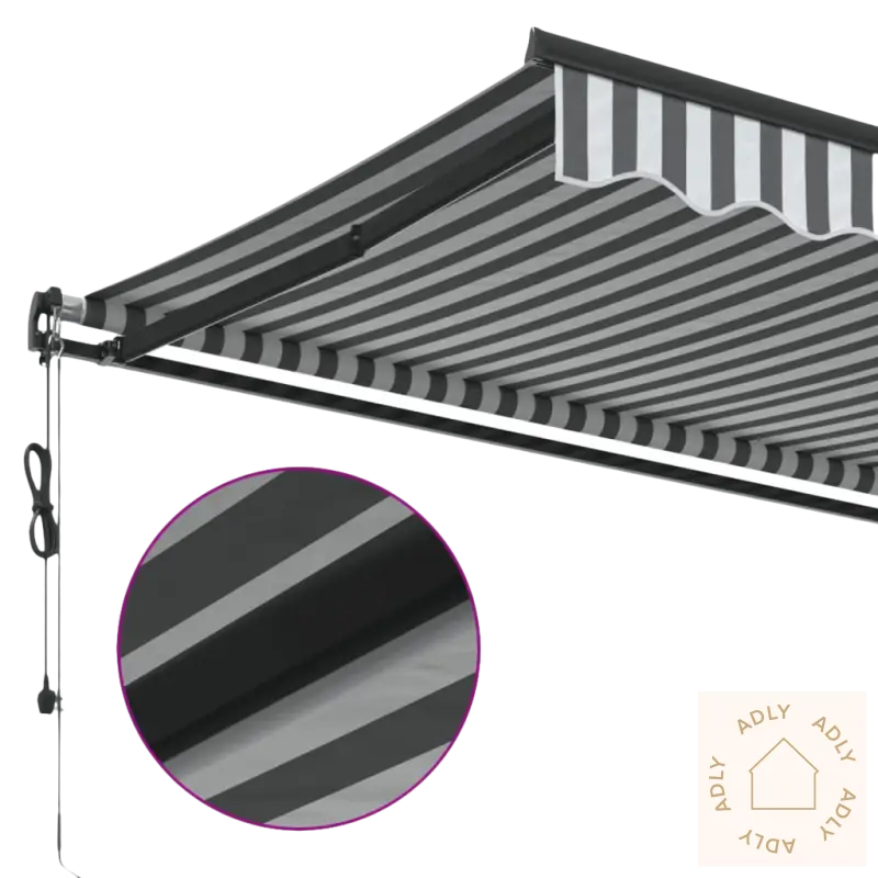 Stripestrippet uttrekkbare markisen i pulverlakkert aluminium til terrassen med hagemøbler