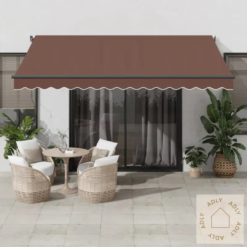 Manuell Uttrekkbar Markise Med Led Brun 400X350 Cm
