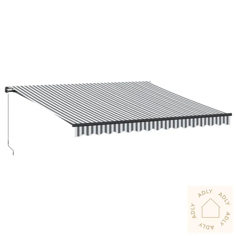 Manuell Uttrekkbar Markise Med Led Antrasitt Og Hvit 400X300 Cm