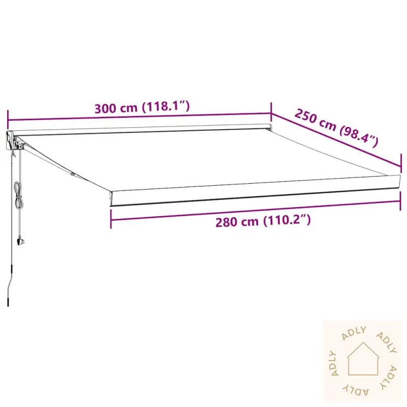 Automatisk Uttrekkbar Markise Burgunder 300X250 Cm