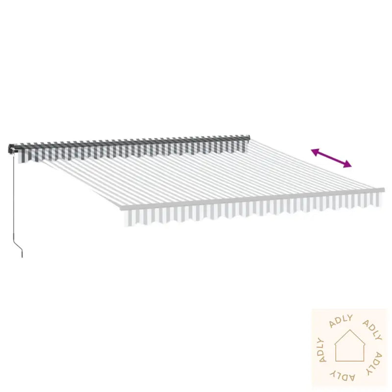 Manuell Uttrekkbar Markise Med Led Antrasitt Og Hvit 400X350 Cm