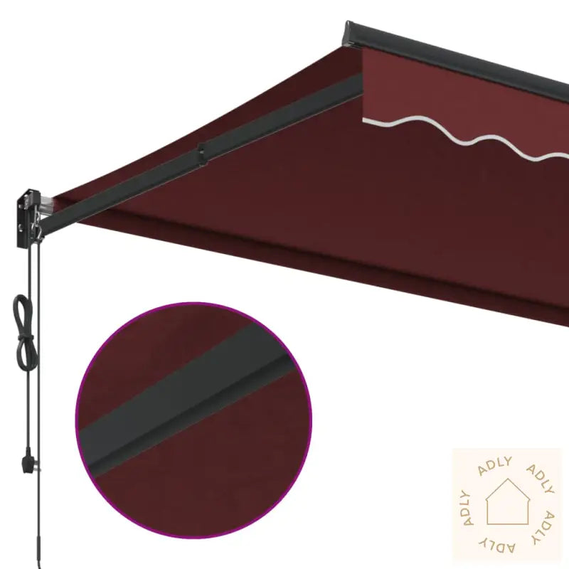 Automatisk Uttrekkbar Markise Med Led Burgunder 350X250 Cm