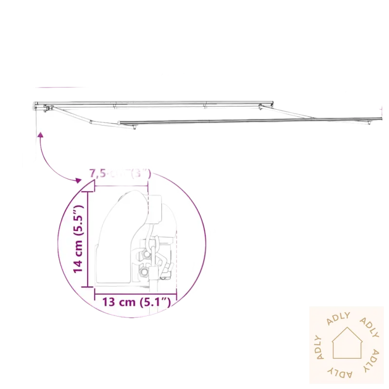 Awning dimensjoner i pulverlakkert aluminium perfekt for hagemøbler og terrassen