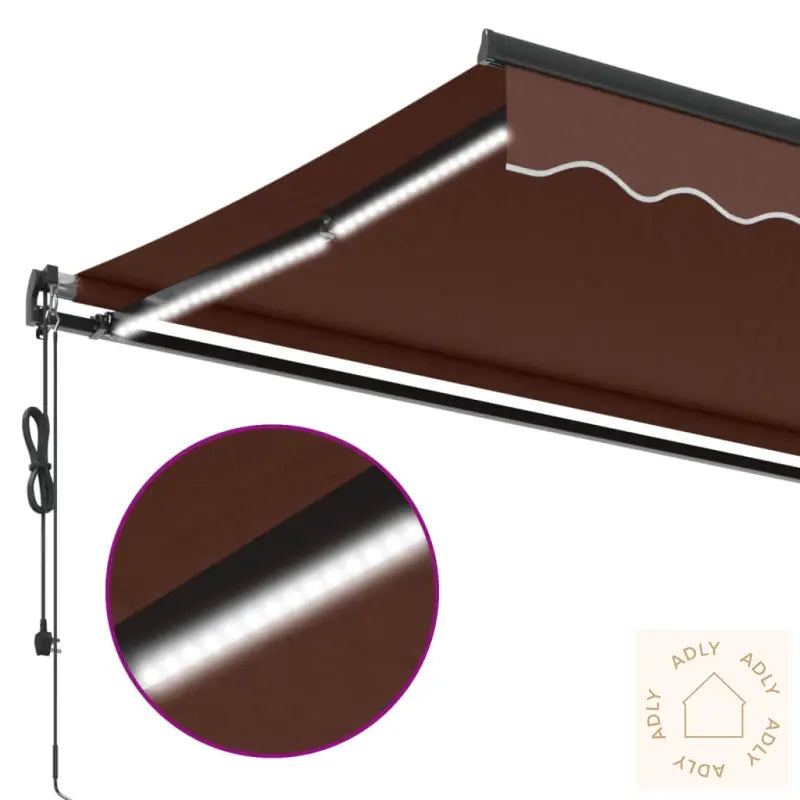 Automatisk Uttrekkbar Markise Med Led Brun 400X350 Cm