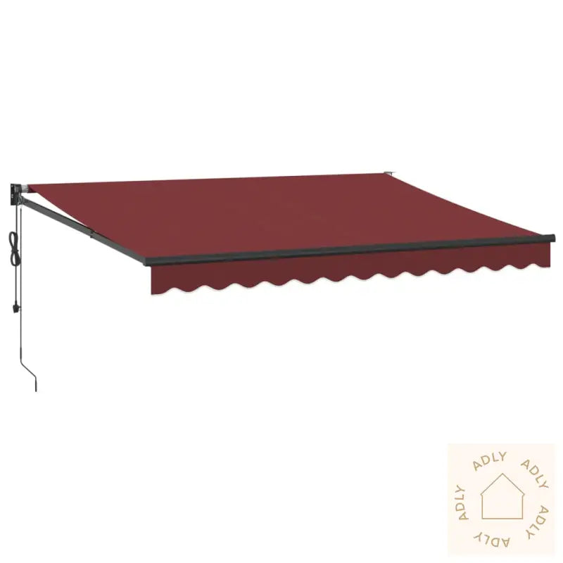Automatisk Uttrekkbar Markise Med Led Burgunder 350X250 Cm