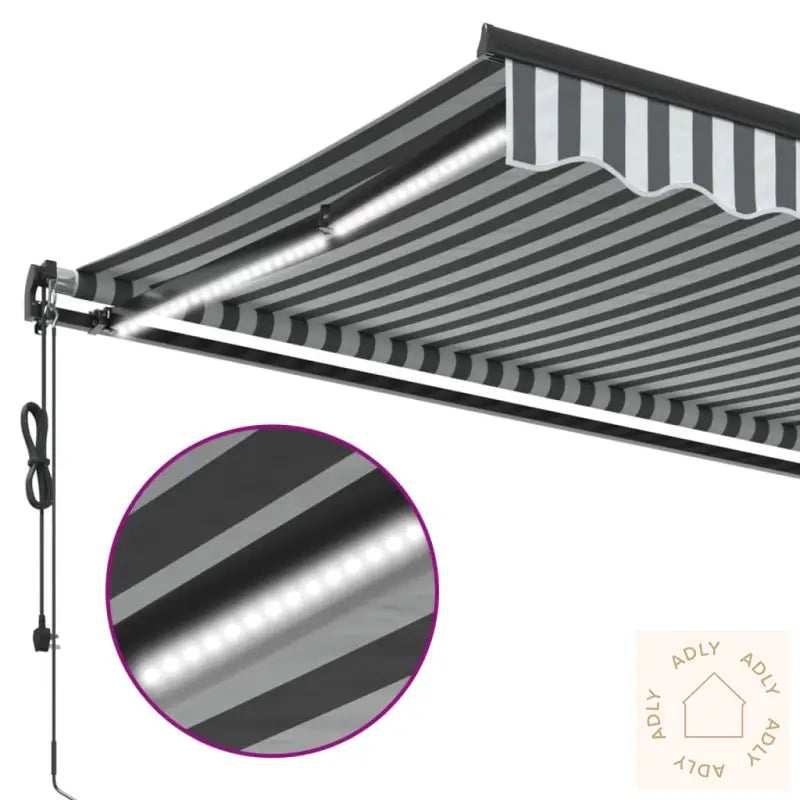 Automatisk Uttrekkbar Markise Led Antrasitt Og Hvit 400X300 Cm