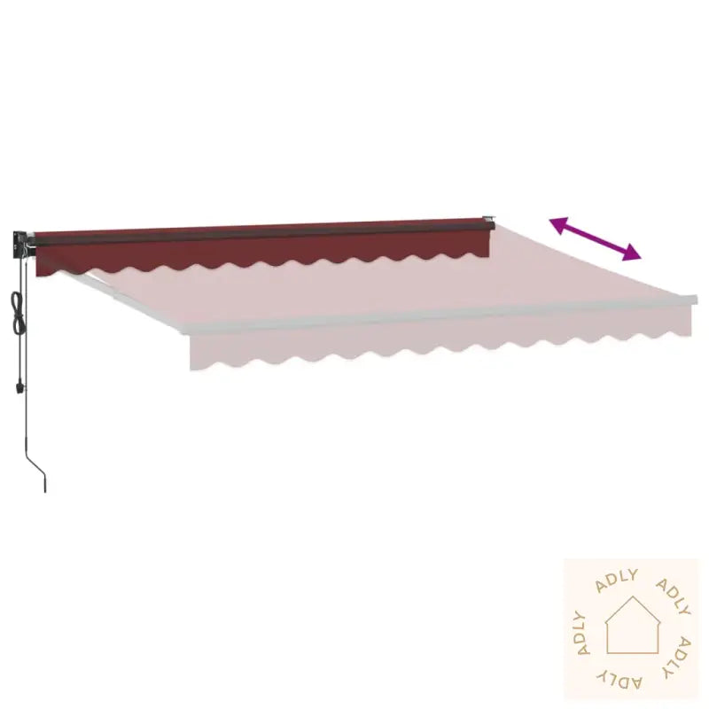 Automatisk Uttrekkbar Markise Med Led Burgunder 350X250 Cm