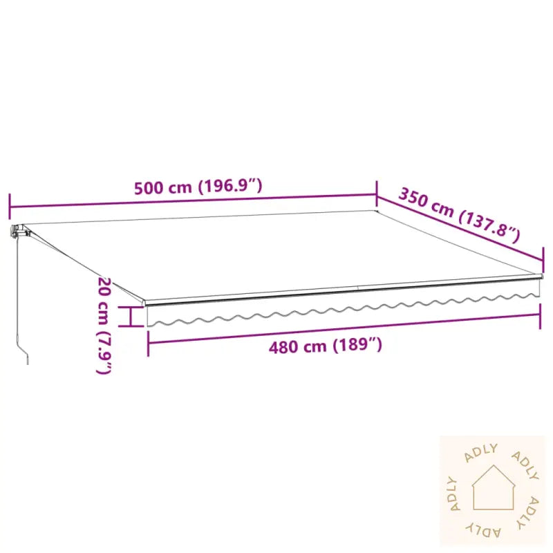 Manuell Uttrekkbar Markise Antrasitt Og Hvit 500X350 Cm