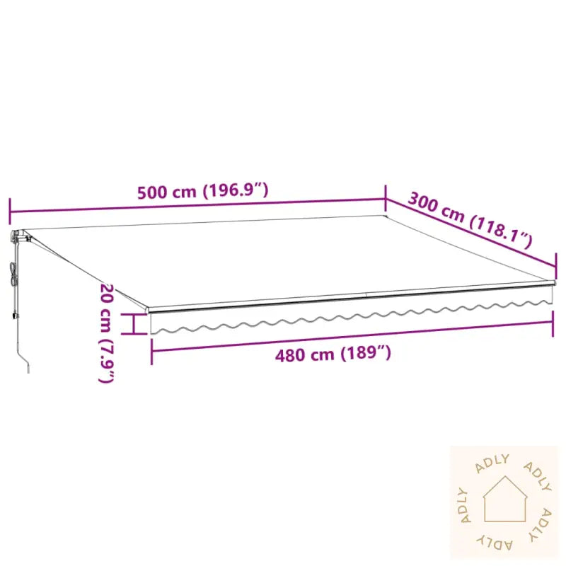 Automatisk Uttrekkbart Markise Antrasitt Og Hvit 500X300 Cm