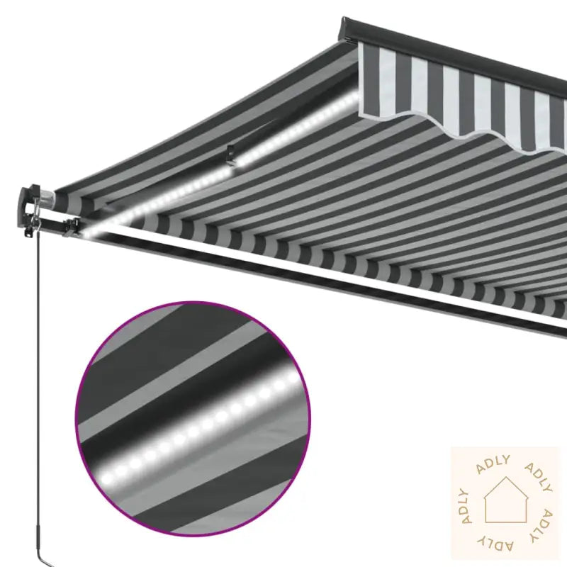 Manuell Uttrekkbar Markise Med Led Antrasitt Og Hvit 400X300 Cm
