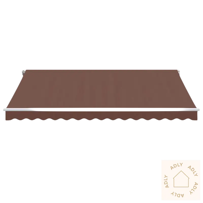 Brun uttrekkbar markise i pulverlakkert aluminium for hagemøbler, perfekt å skygge