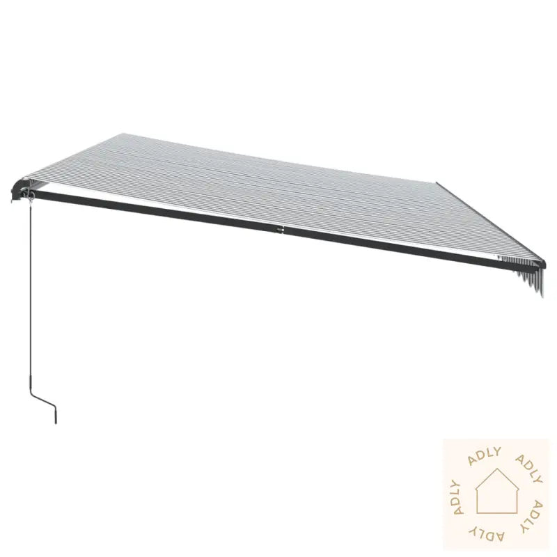 Manuell Uttrekkbar Markise Med Led Antrasitt Og Hvit 600X350 Cm