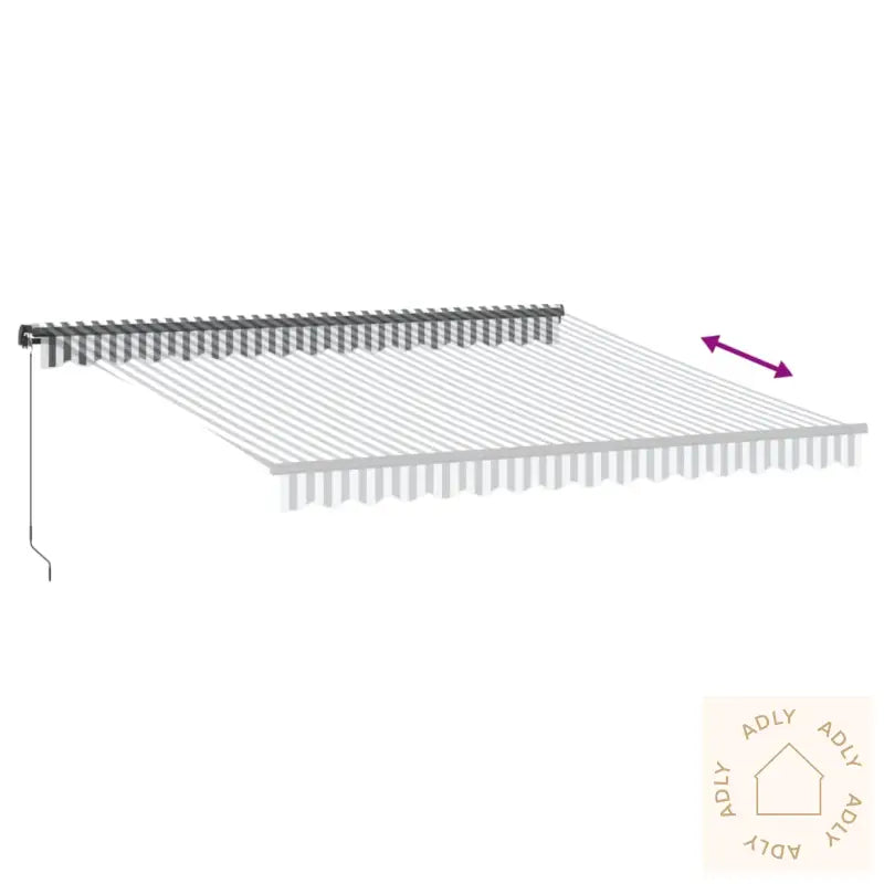 Manuell Uttrekkbar Markise Med Led Antrasitt Og Hvit 400X300 Cm
