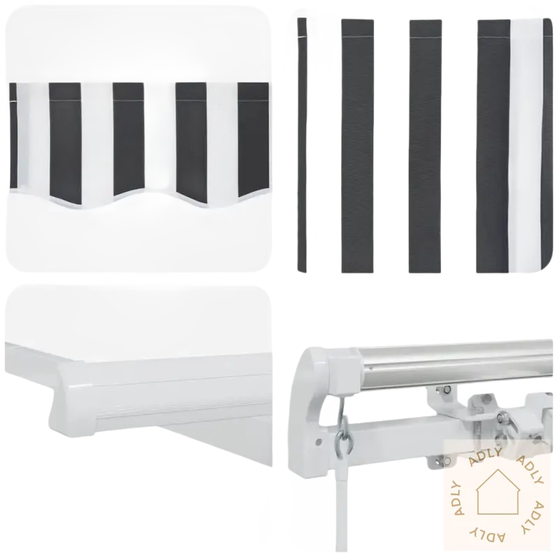 Stripestripe awning med hardware i pulverlakkert aluminium for uttrekkbare markisen