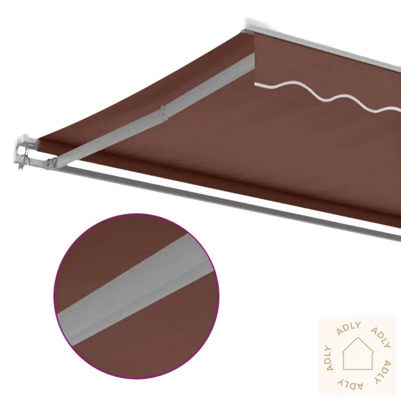 Brun uttrekkbare markisen i pulverlakkert aluminium for hagemøbler utendørs bruk
