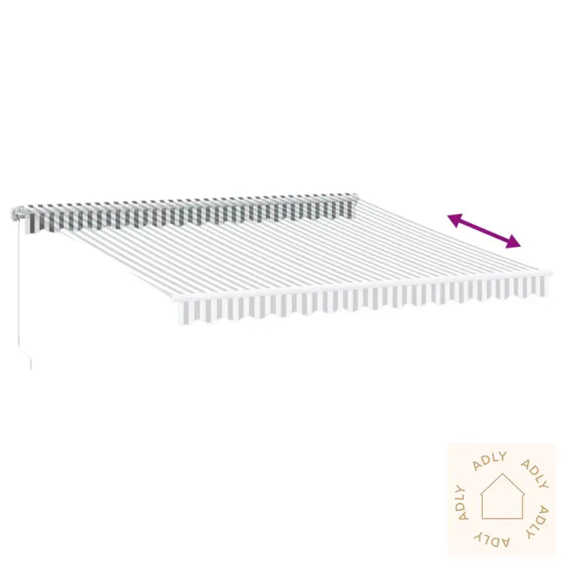 Manuell Uttrekkbar Markise Antrasitt Og Hvit 400X350 Cm
