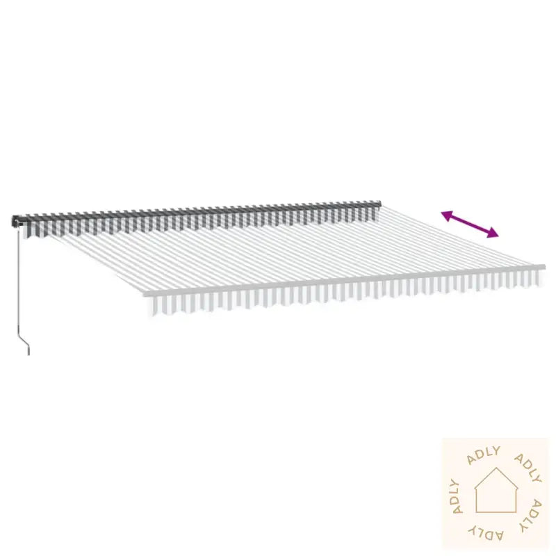 Manuell Uttrekkbar Markise Med Led Antrasitt Og Hvit 500X350 Cm