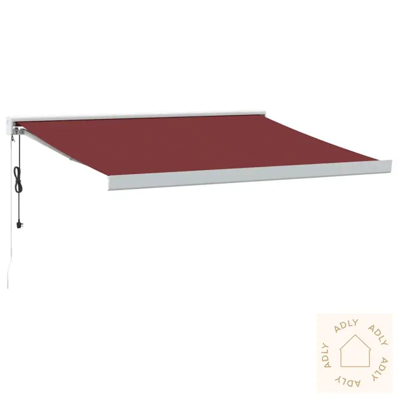 Automatisk Uttrekkbar Markise Med Led Burgunder 350X250 Cm