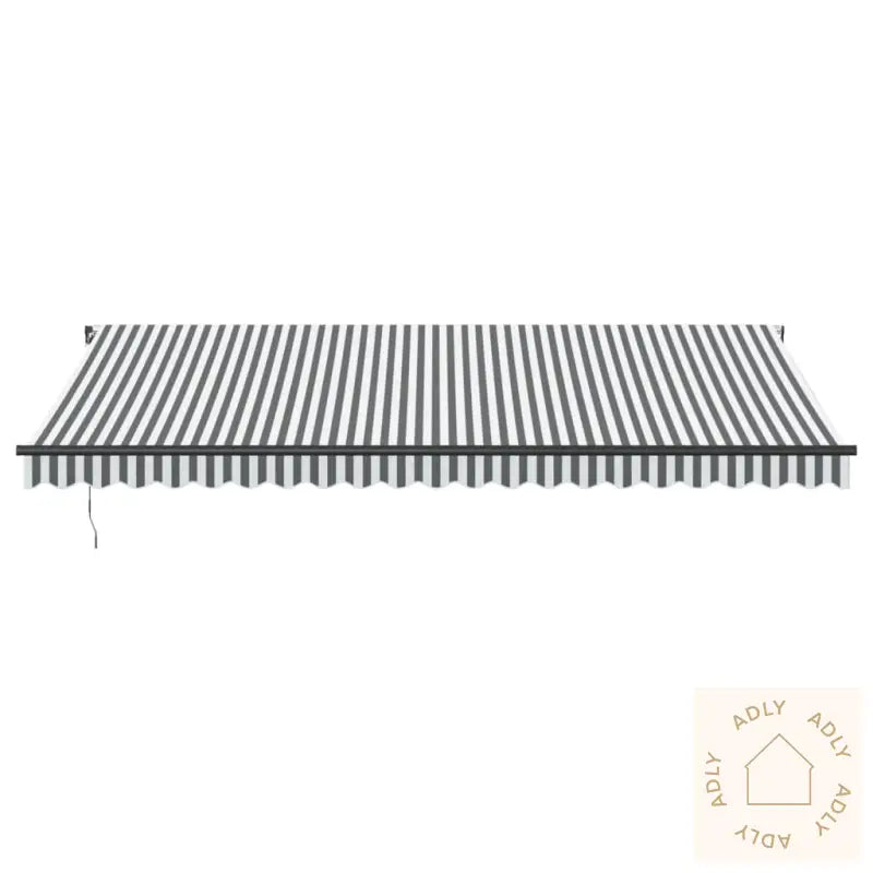 Manuell Uttrekkbar Markise Med Led Antrasitt Og Hvit 500X350 Cm