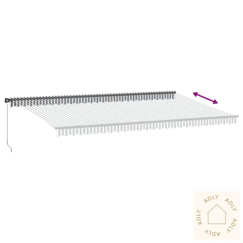 Manuell Uttrekkbar Markise Med Led Antrasitt Og Hvit 600X350 Cm